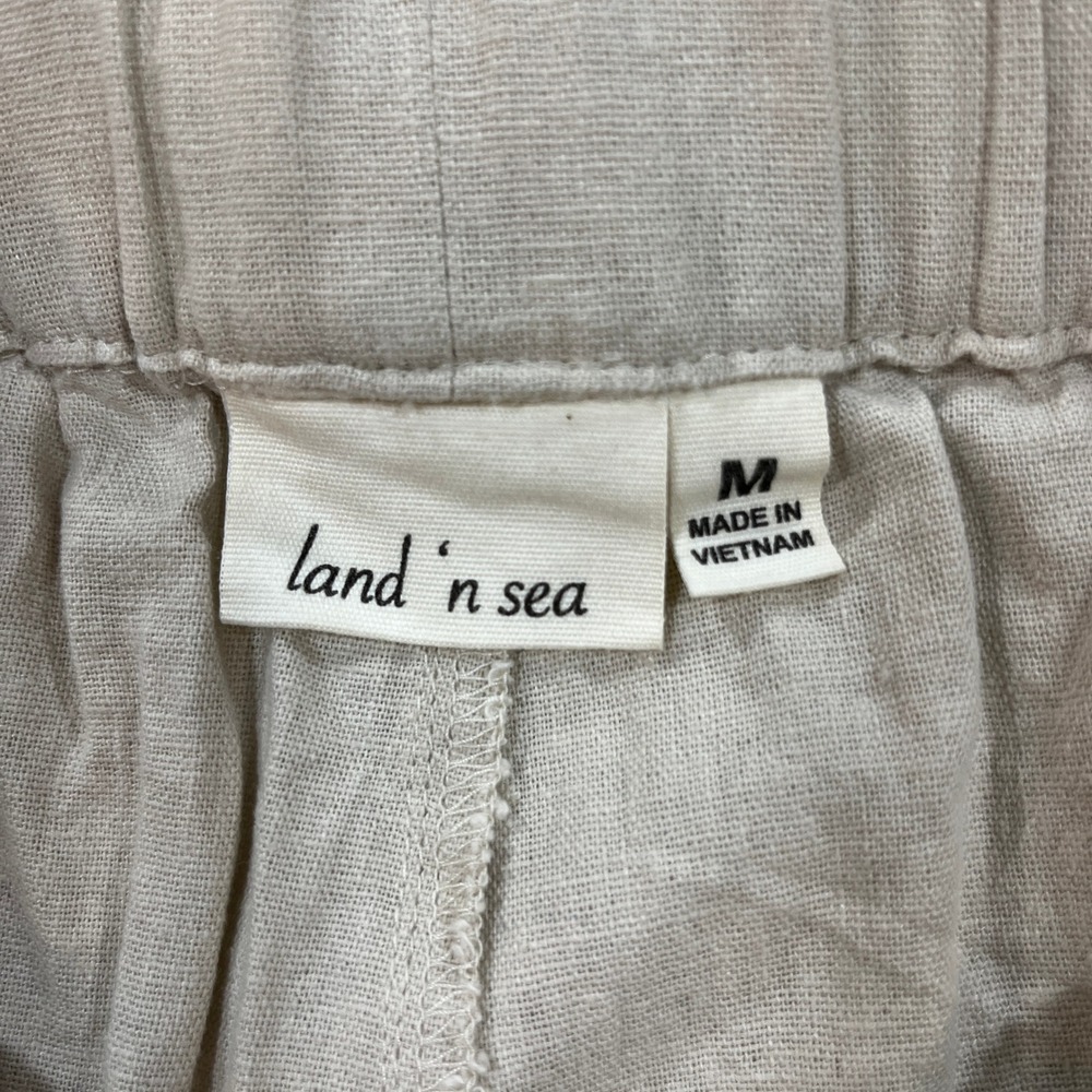 Land n Sea Pants Womens M Oatmeal Washable Linen Blend Drawstring Pull On - Picture 7 of 11
